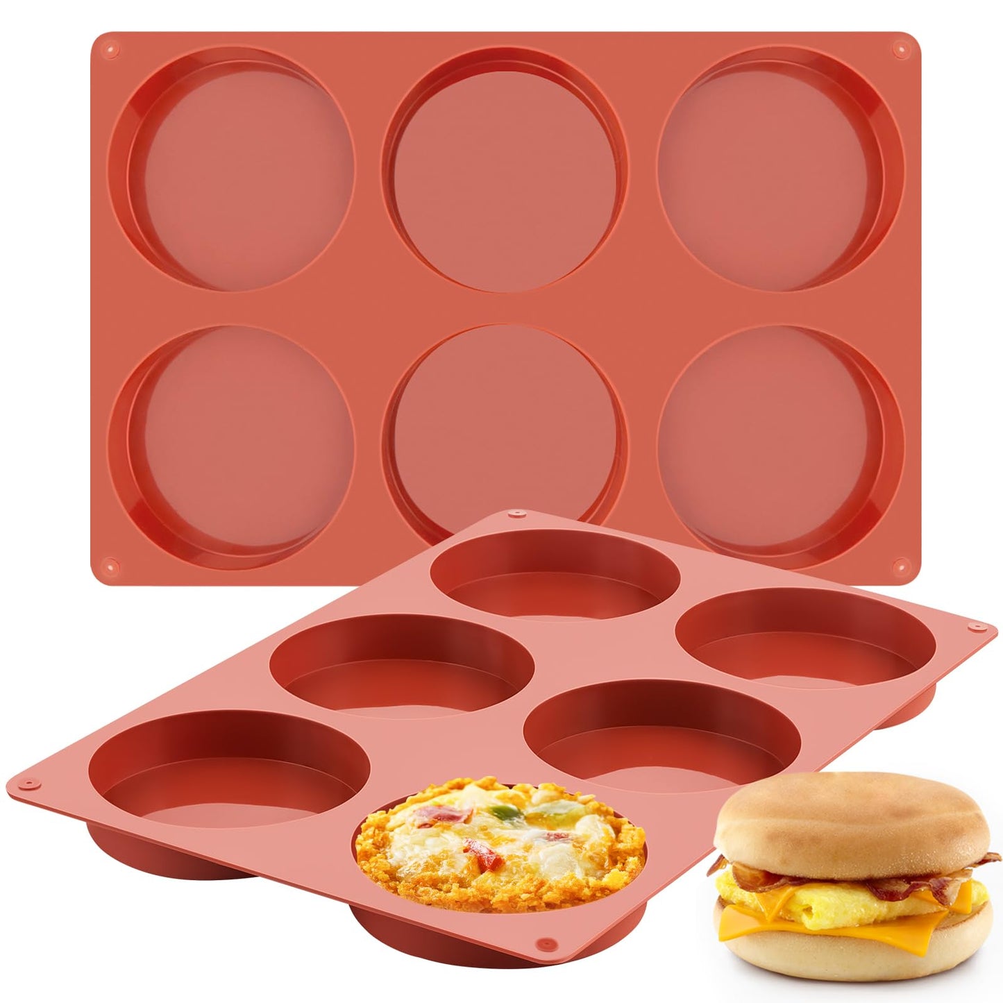 JOERSH Silicone Egg Bite Molds, 3 Inch, 2 Pack