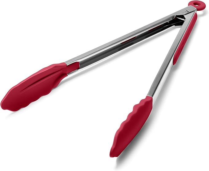 Doosu Kitchen Tongs with Silicone Tips for Cooking Serving (16in, Aqua Sky)