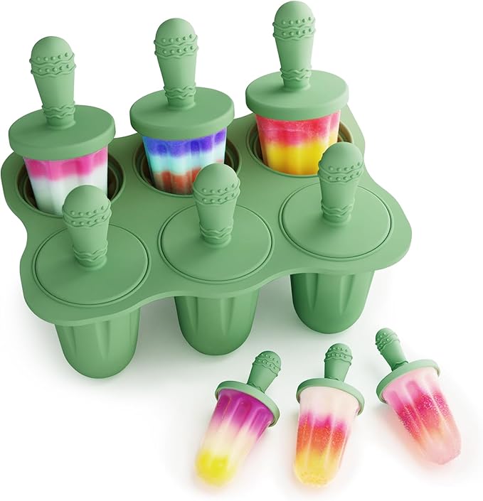 btrfe Silicone Popsicle Molds for Toddlers, 6-Cavity 2oz All-Silicone Maker