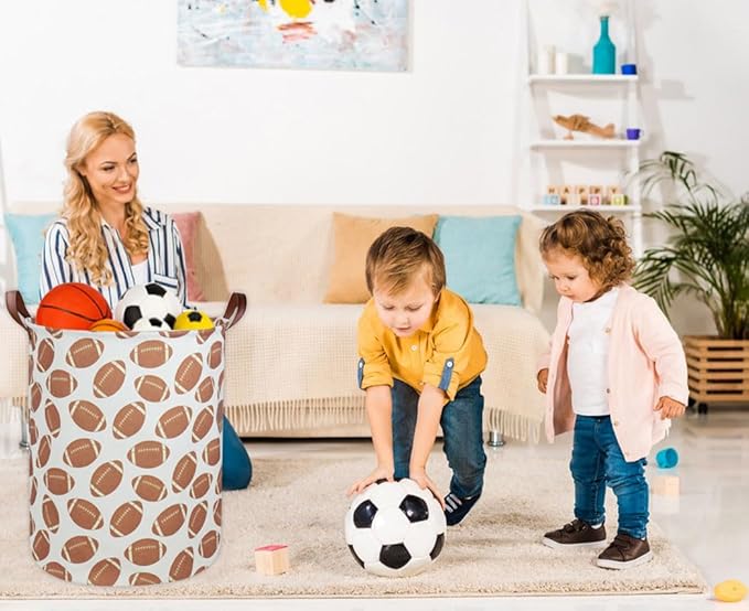 Kids Laundry Hamper Footballs Hamper for Nursery Boy Clothes Hamper Cute Kids Toys Storage Bin Organizer Football Room Decor for Home(Football)