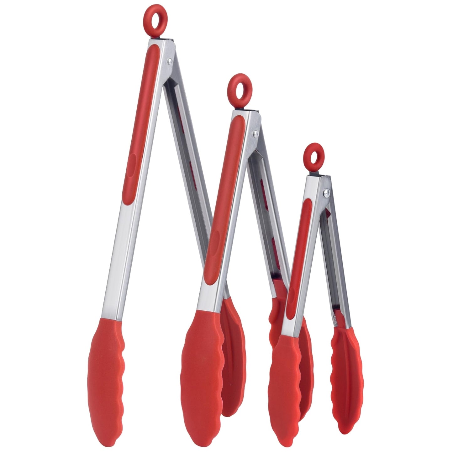 Kitchen Tongs for Cooking Locking Silicone Stainless Steel Buffet Serving Tongs, 7,9 and 12 Inch Non-stick,Heat Resistant 3 Pack