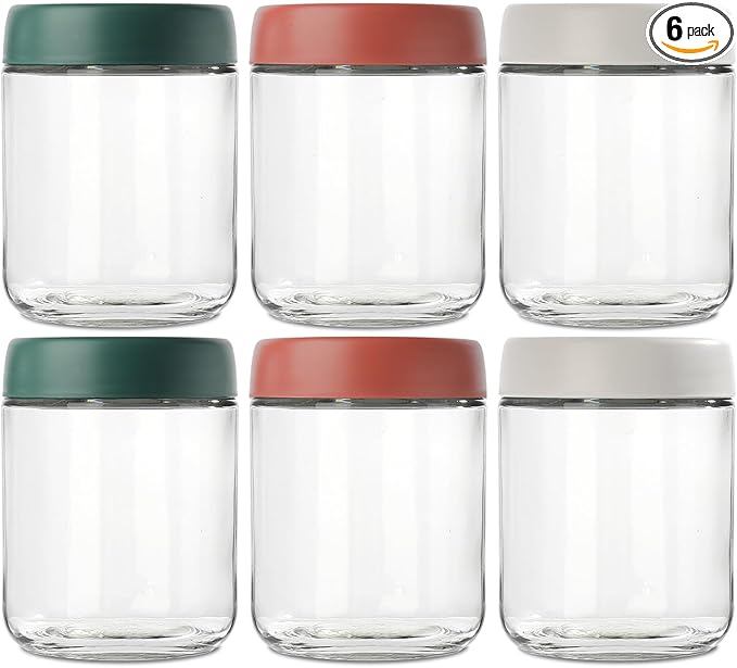 DIMBRAH Overnight Oats Containers with Lids, Mason Jars 16oz with Lids - Set Of 6, Practical Oatmeal Container to Go, Chia Seed Pudding Jars