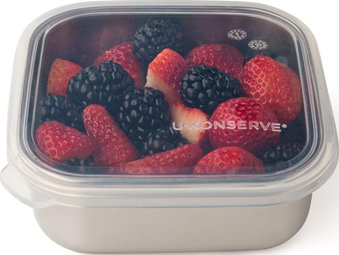 U-Konserve 30 oz Stainless Steel Bento Box Food Container Blue Silicone Lid