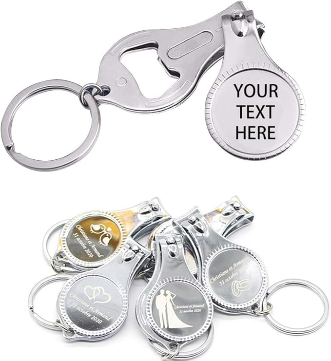 20pcs Personalized 4 in 1 Multi Function Bottle Opener, Nail Clipper, Wedding Favors Brewery, Private Customized, Gold, Multitool Gifts for Men