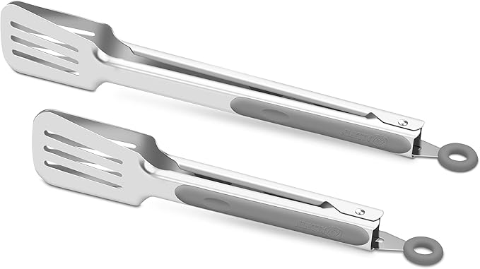 Kitchen & Grill Tongs Set of 2, 304 Stainless Steel, 9 & 12 Inch, Green
