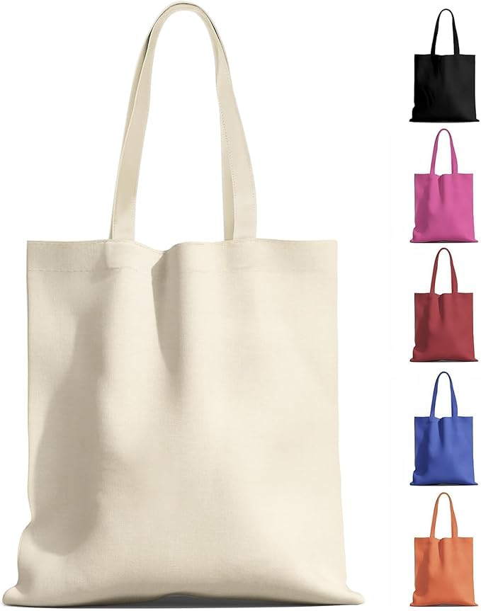 MOLOVA 1-6 Pack Available Premium Canvas Reusable Tote Gift Bags,Made of Natural Canvas with Handle,Work,DIY,Shopping(1 Pack)
