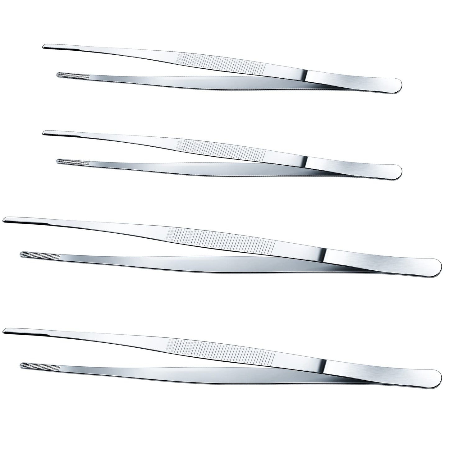Yaomiao 4 Packs 10 Inch Bar Tweezers Black Multi-use Cocktail Tongs
