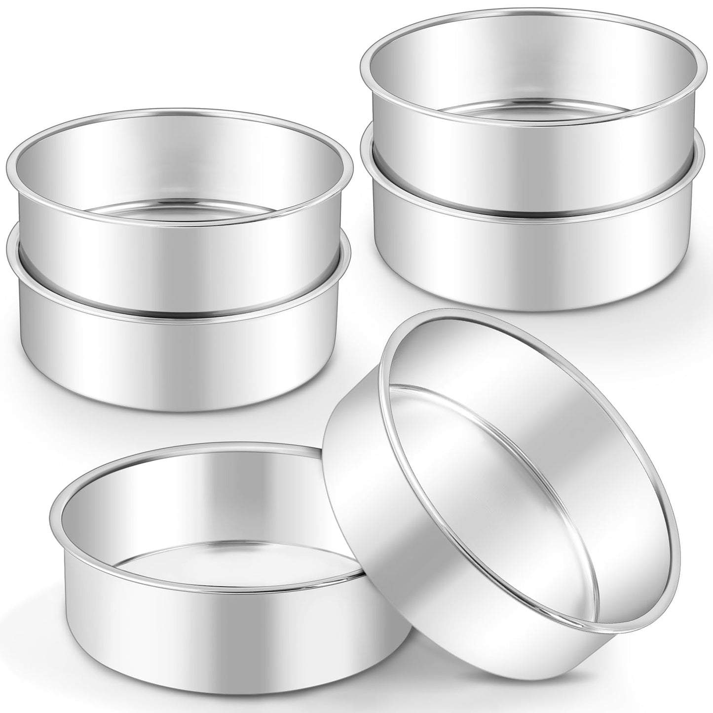 LIANYU 9 Inch Round Cake Pan Set of 2, Stainless Steel Layer Pan for Baking