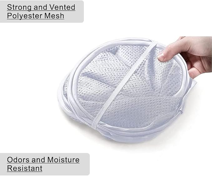 BATTOO Deluxe Strong Mesh Pop up Laundry Hamper Basket with Side Pocket for Laundry Room, Bathroom, Kids Room, College Dorm or Travel White