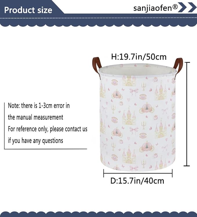 Kids Laundry Hamper Kids Dirty Clothes Hamper Collapsible Waterproof Toys Storage Bin Boys and Girls Hampers Princess Room Decor Gift Baskets(Cute Princess)