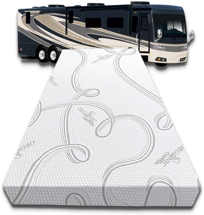 FoamRush 6-Inch Bunk (48" x 80") High Density Foam RV Mattress Replacement with Cotton Cover, Medium Firm, Pressure Relief Support, Travel Camper Trailer Truck, Made in USA, CertiPUR-US Certified