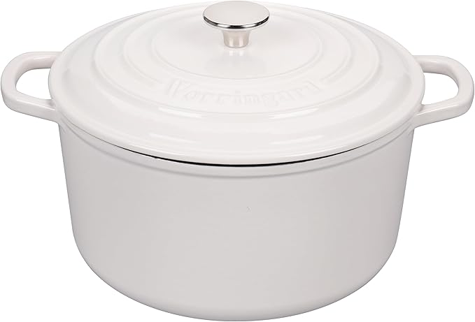 VORRINGARD Enameled Cast Iron Dutch Oven Pot with Lid, for Sourdough Bread Baking, Round Dutch Ovens, 4.5 Quart, Latte
