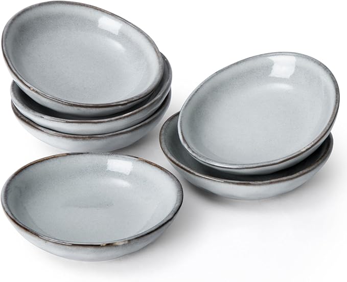 famiware Ceramic Soy Sauce Dish, 2.1oz Dipping Bowl Set of 6, Blue
