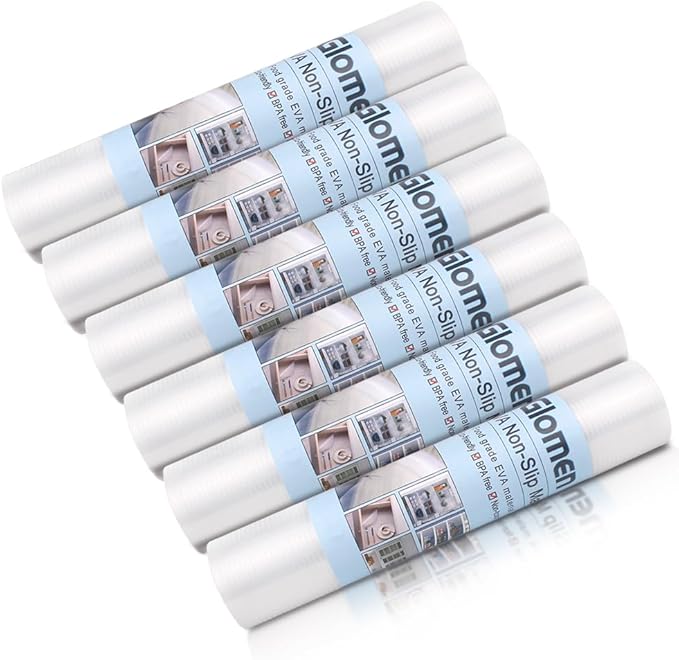 Shelf Liner, Non-Slip Cabinet Liner, Washable Oil-Proof for Kitchen Cabinet, Shelves, Refrigerator, Storage, Desks, 12 Inches x 10 FT, Non Adhesive Drawers Liner… (12 Inches x 10 FT x 6 Rolls)