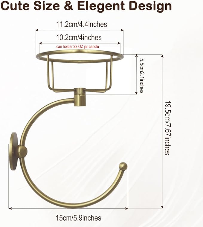 100% Solid Brass Hand Towel Holder, Champagne Bronze Towel Hook, Bathroom Towel Holder with Candle Holder for Wall Décor, Brass Bathroom Accessories, Wall Vase Holder