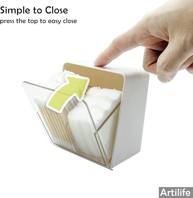 Artilife Bathroom Qtip Holder Canisters for Swabs and Balls, Vanity Countertop Storage Organizer (1 Pack)
