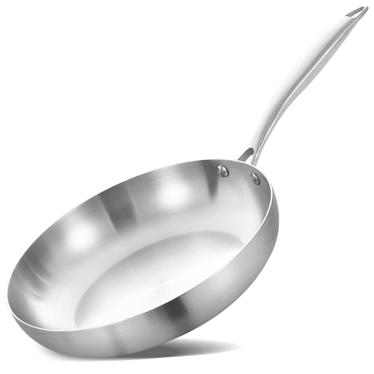 LOLYKITCH 9.5 Inch Small Stainless Steel Pan | Tri-Ply | PFOA & PTFE Free