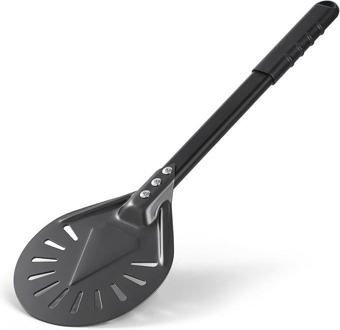 Leightszen 8” Pizza Turning Peel - Pizza Turner - Restaurant-Grade Aluminum Perforated Pizza Peel Lightweight Metal Outdoor Pizza Oven Accessories