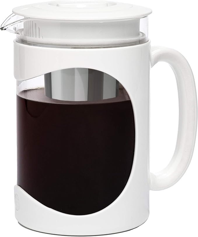 Primula Burke Deluxe Cold Brew Iced Coffee Maker, Comfort Grip Handle, Durable Glass Carafe, Removable Mesh Filter, Perfect 6 Cup Size, Dishwasher Safe, 1.6 qt, Blue