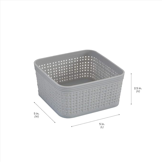Simplify 10 Piece Organizing Set | Multiple Size Bins | Multipurpose | Office | Desk | Dorm | Bathroom | Storage Basket | Small Items | Accessories | Grey