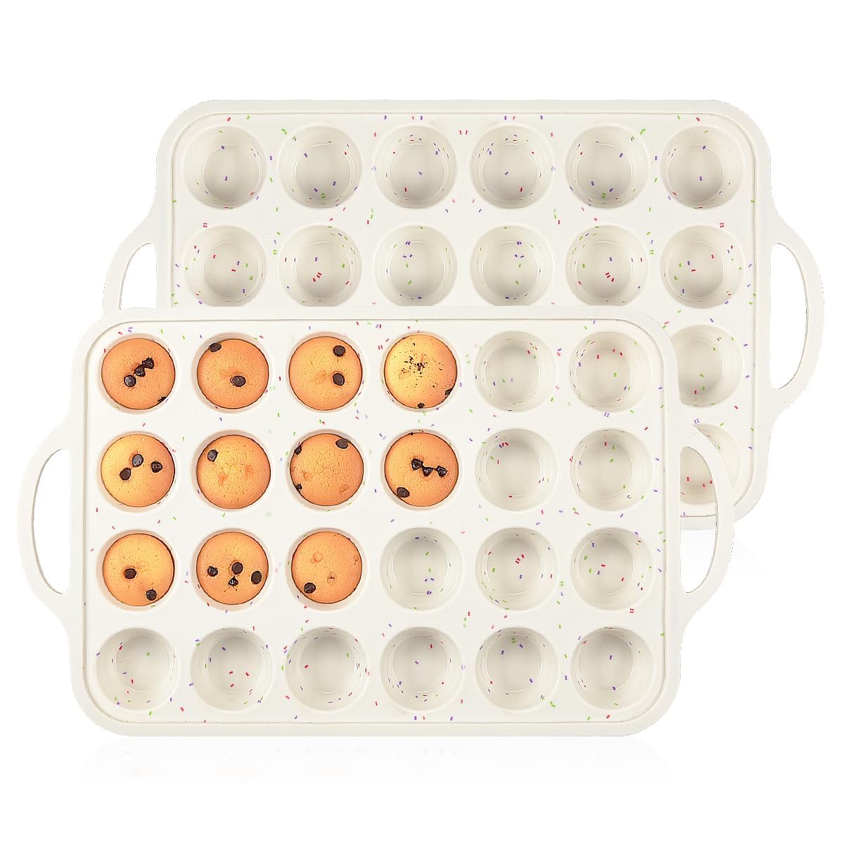 CAKETIME Silicone Muffin Pans for Baking, Metal Reinforced Frame Jumbo 6 Cups & Mini 24 Cups Cupcake Pan Nonstick Muffin Pan for Homemade Baking Easy to Handle