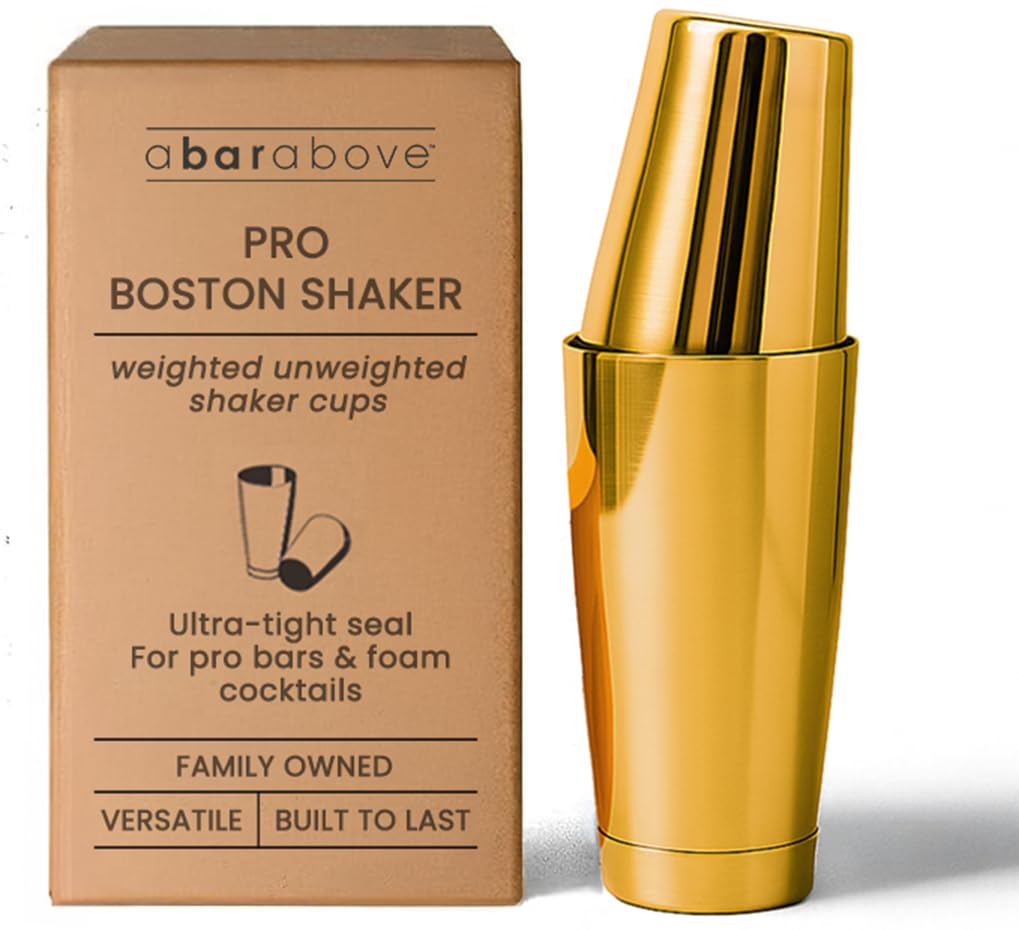 A Bar Above Boston Cocktail Shaker Set, 2 Piece, 18 and 28 Oz Tins, Gold