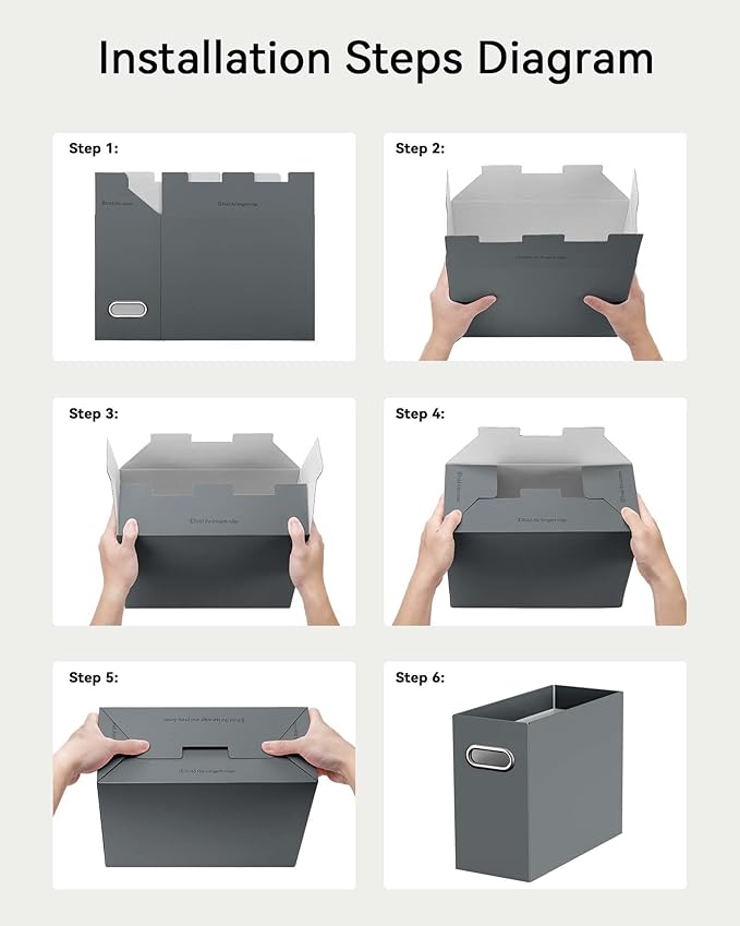 Oterri Cardboard File Organizer Box for Hanging File Folders Letter Size,File Box for Computer Desk,File Cabinet,Working Home,Office,Classroom (Dark Grey, Letter Size - 2 Packs)
