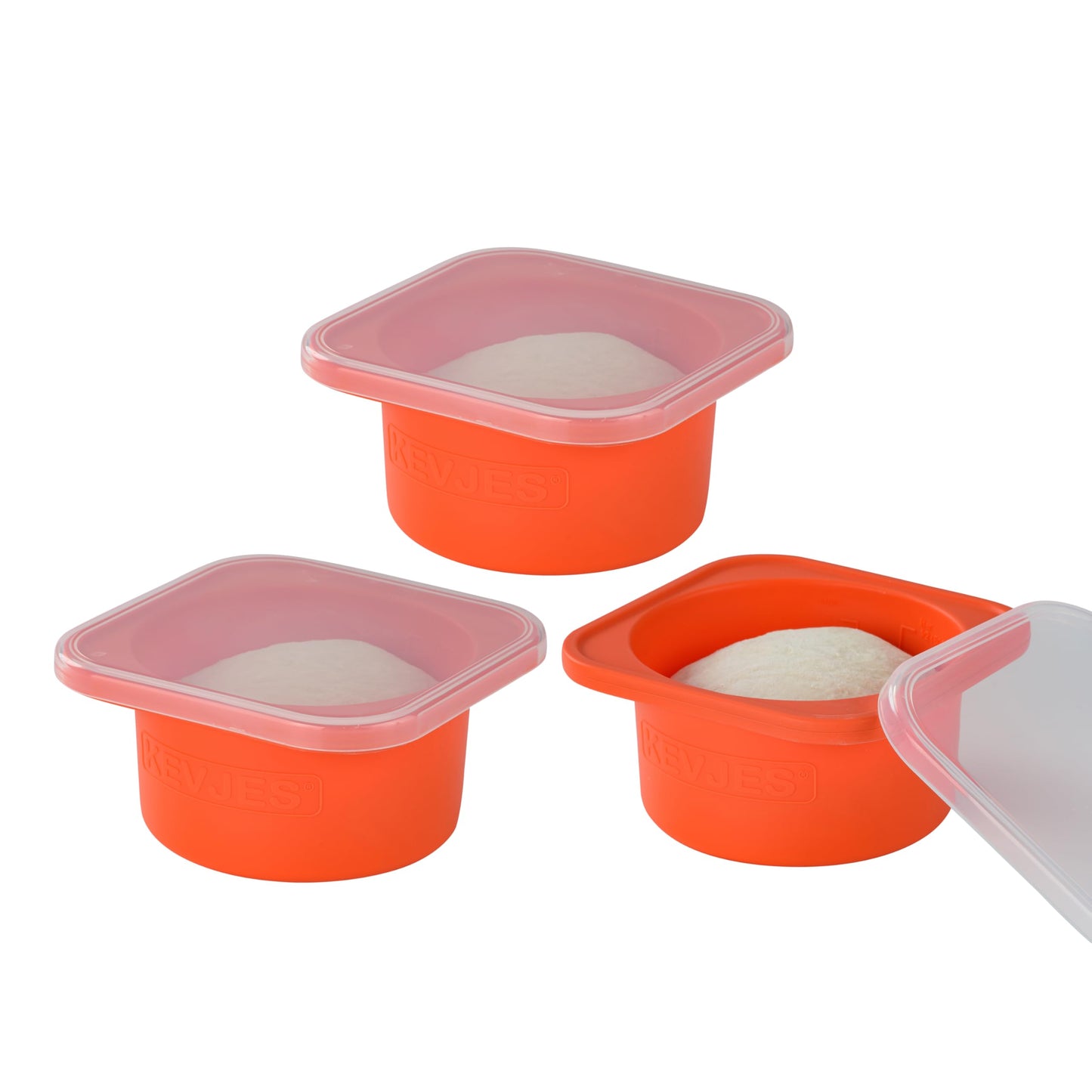 KEVJES Stackable Silicone Artisan Pizza Dough Proofing Containers with Lids (2 Yellow+2 Space Gray)