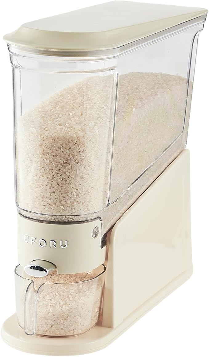 UFORU Slim Rice Dispenser 22 LB,Clear Rice Storage for Small Spaces