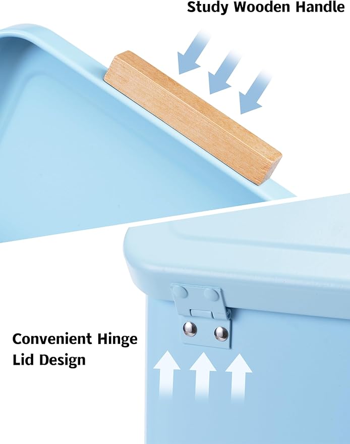Dryer Sheet Holder with Hinged Lid for Laundry Room Organization, Metal Farmhouse Dryer Sheet Container, Dryer Sheet Box Laundry Room Decor & Accessories (Blue)