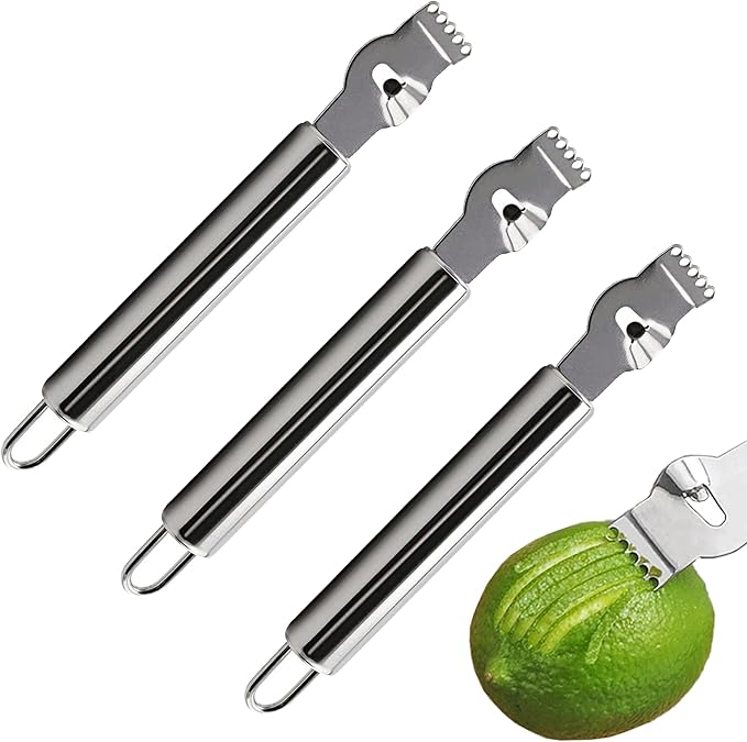 3Pcs Lemon Zester Tool Citrus Peeler Zester Grater with Plastic Handle Stainless Steel Fruit Grater Peeling Knife Multipurpose Kitchen Gadgets Bar Accessories