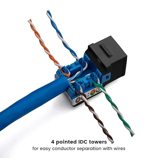 trueCABLE Cat6 Keystone Jack, Unshielded, 90 Degree Punch-Down, PoE++ 100W