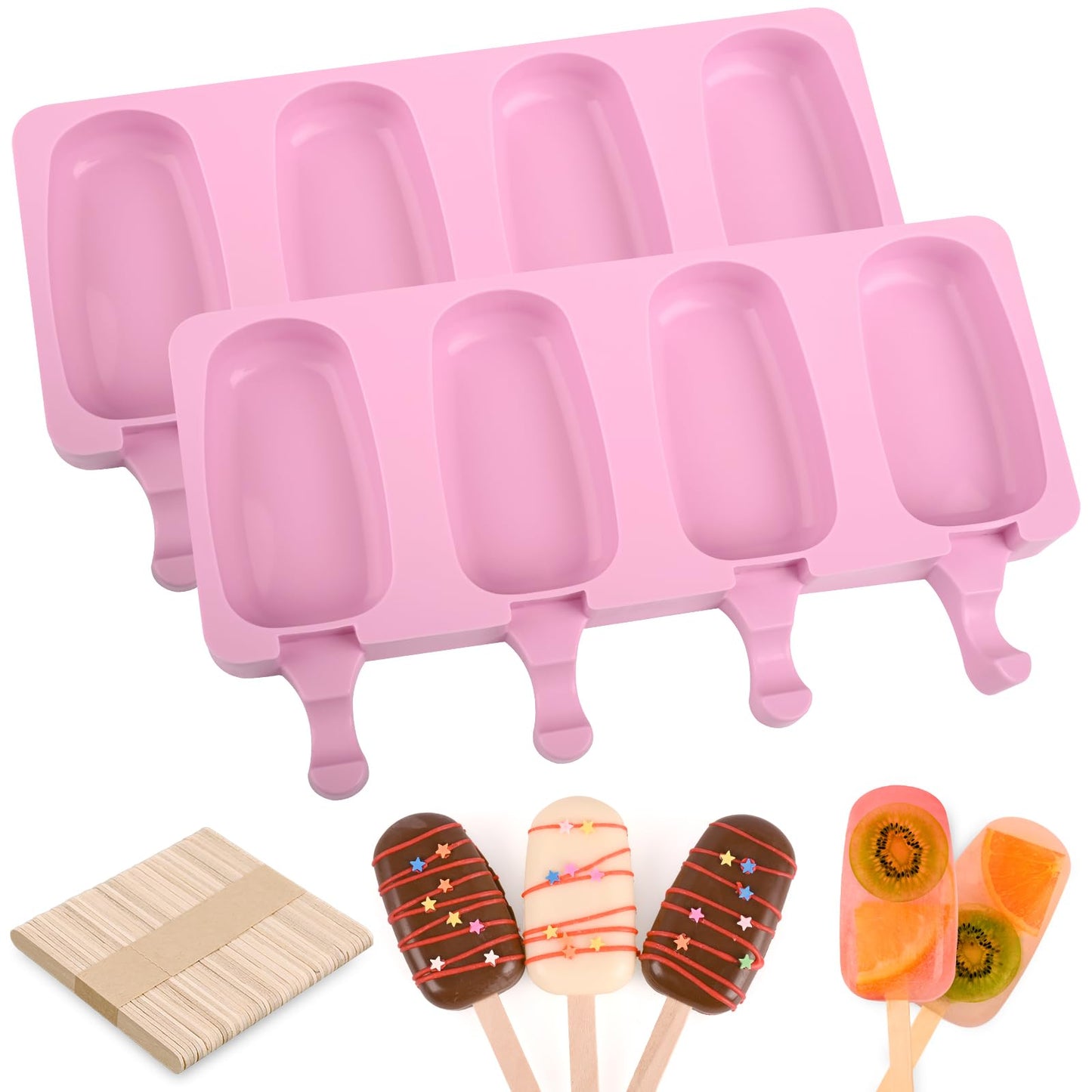 WMKGG Popsicle Silicone Molds Set, 2 PCS Ice Cream Molds
