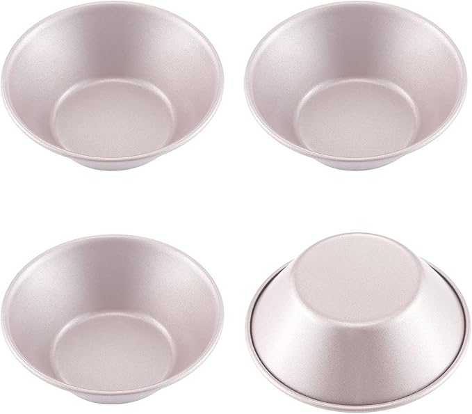 CHEFMADE Mini Cheese Cake Pan Set, 4-Inch 4Pcs Non-Stick Round Cake and Loaf Bakeware for Oven and Instant Pot Baking (Champagne Gold)
