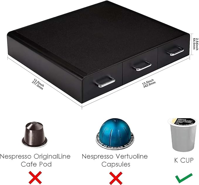 Amazon Basics Coffee Pod Storage Drawer for K-Cup Pods, 36 Pod Capacity, Black (Pack of 6)