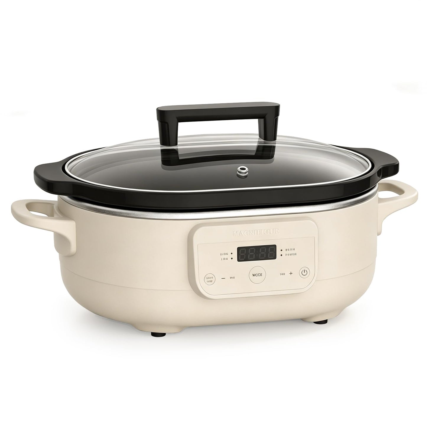 6 Quart Programmable Slow Cooker Removable Healthy Nonstick Pot - Small Kitchen Appliance for Family Dinners - Serves 6+ People - Heat Settings: Keep Warm Oatmeal
