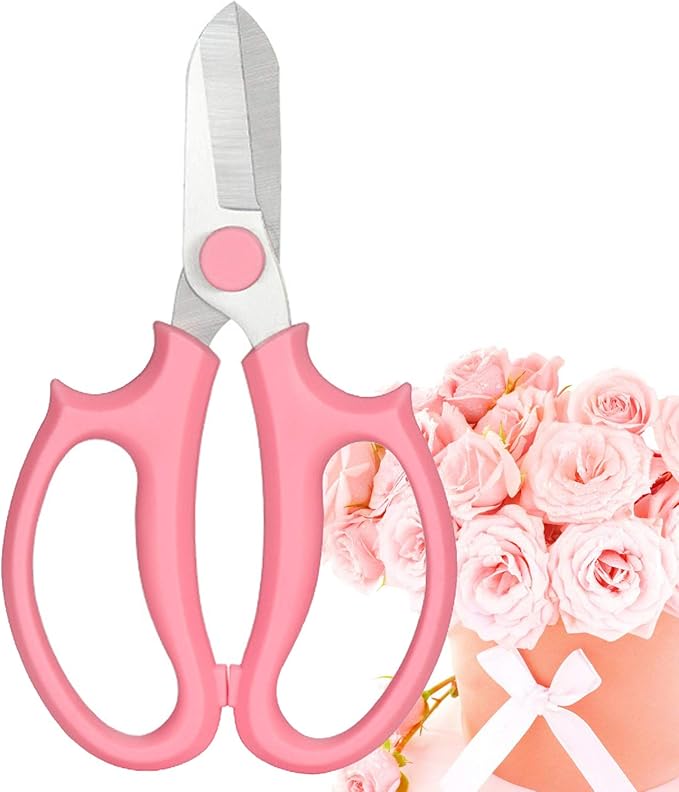 Leize Flower Scissors, Premium Thickened Stainless Steel Floral Shears, Strong Pruner for Flowers, Branches and Leaves (Grey Green Slender)