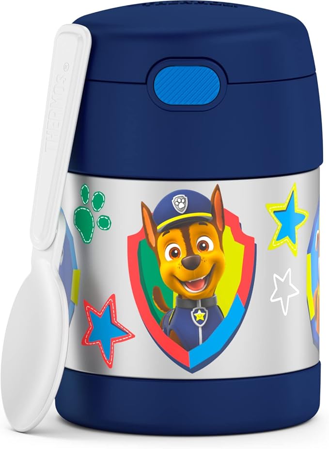 THERMOS FUNTAINER Insulated Food Jar, 10 Ounce, Kid Friendly Food Jar with Foldable Spoon, Paw Patrol