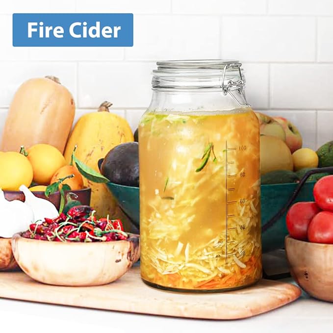 1 Gallon Round Glass Storage Jars, Airtight Glass Pickle Jars, Mason Jars