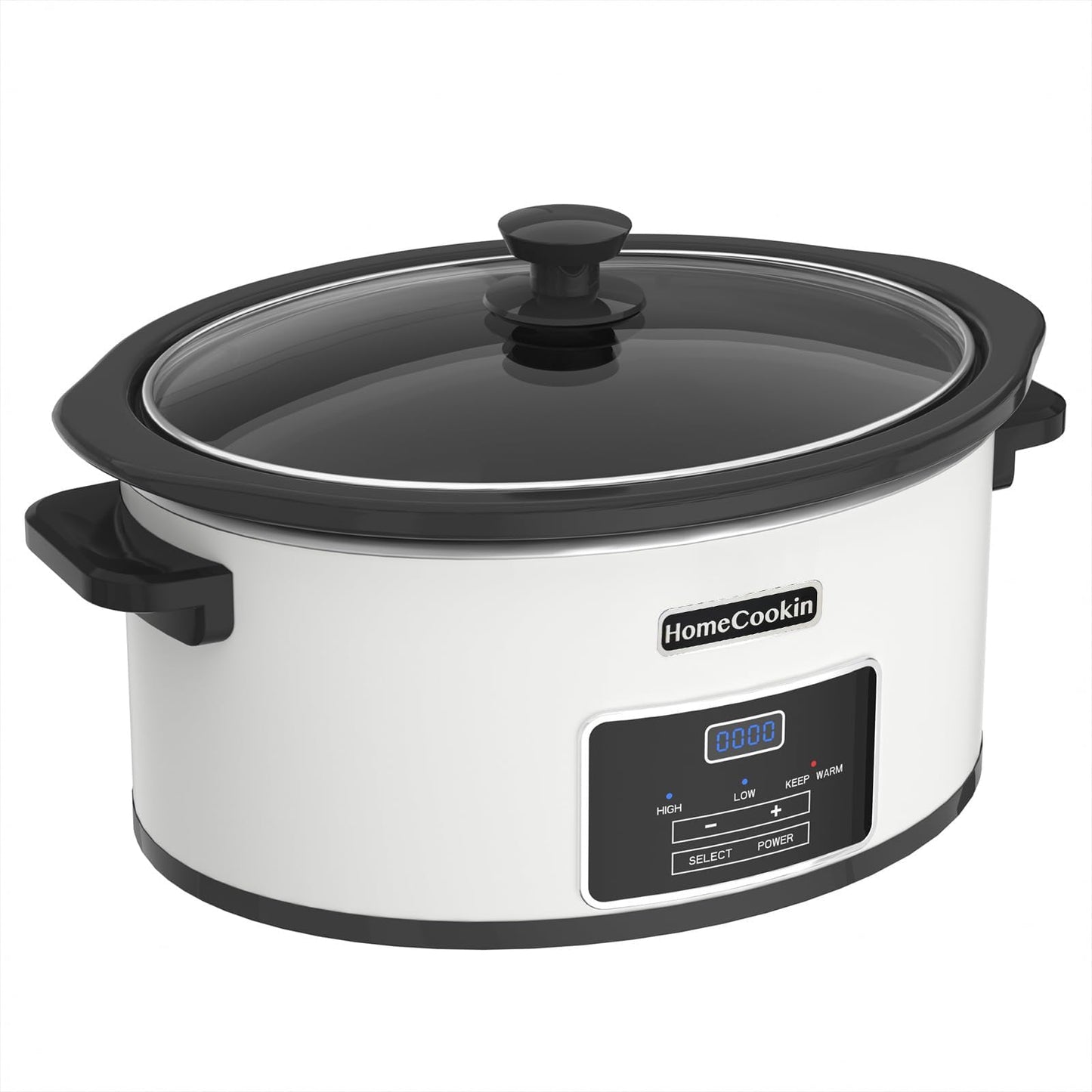 HOMECOOKIN 7 Quart Slow Cooker Oval Manual Pot Food Warmer with 3 Cooking Settings, Black Stainless Steel