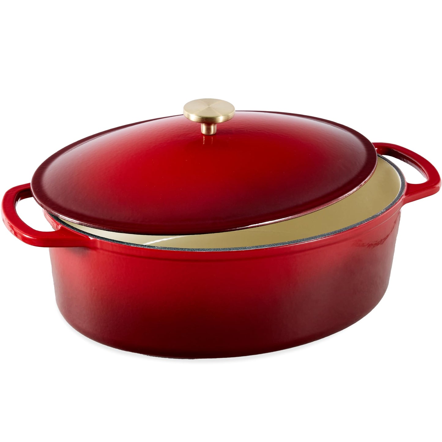 Best Choice Products Oval 7.5 Quart Enamel Cast-Iron Dutch Oven, Heavy-Duty Pre-Seasoned for Baking, Cooking w/Side Handles – Black Licorice