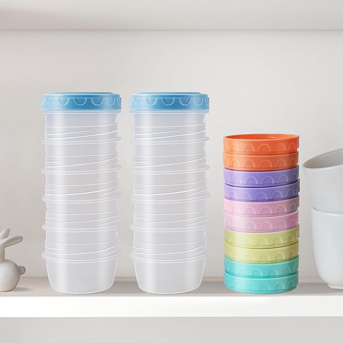 Salad Dressing Container to Go with lids,Dishwasher and Microwave Safe Tiny Condiment Containers with Graduated Lines, Reusable and Leakproof Small Sauce Containers for Lunch Box 12 Pcs 2.7 OZ Mixed 3