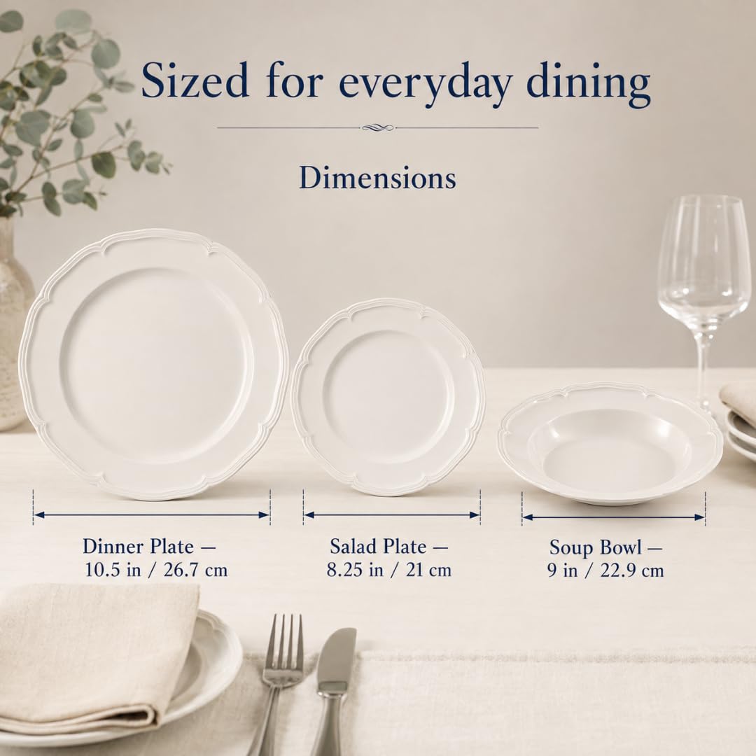 Villeroy & Boch Manoir 18 Piece Dinnerware Set, Creamy White