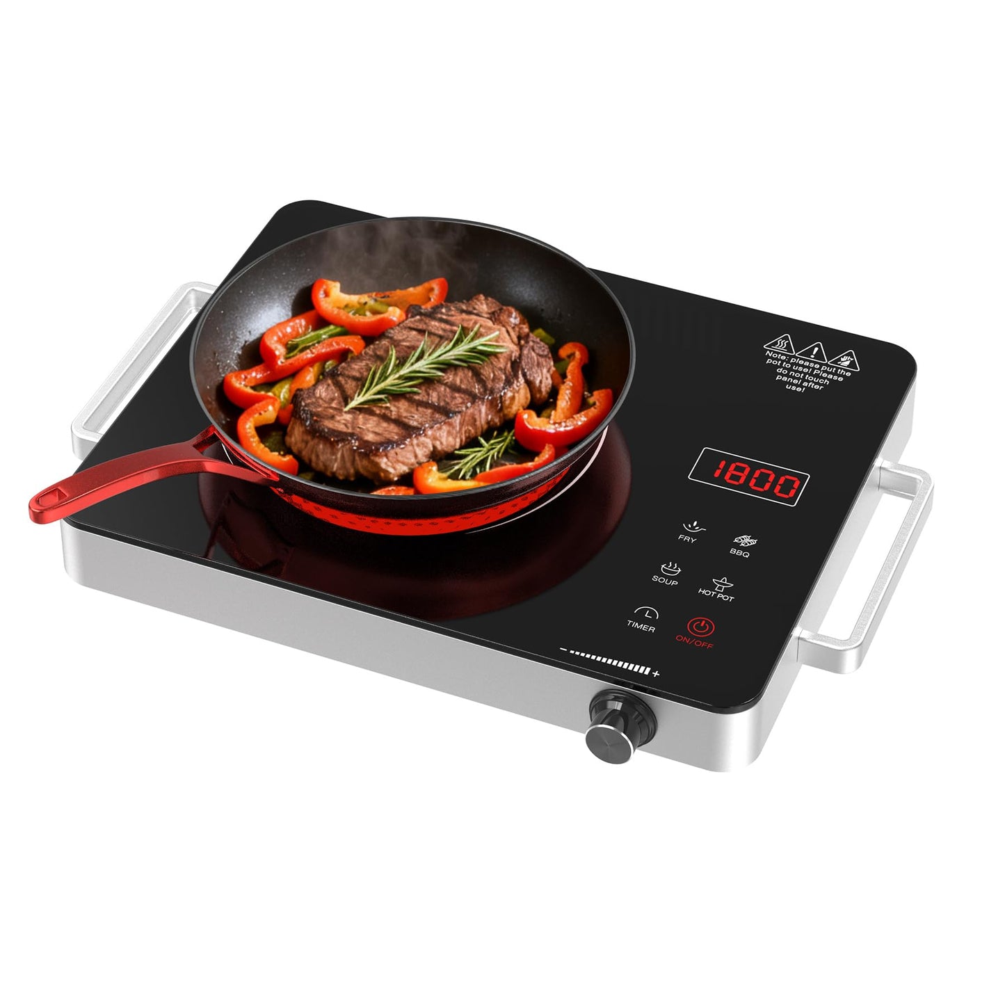 Electric Cooktop,Portable Electric Stove Single Burner 1800W Hot Plate Timer