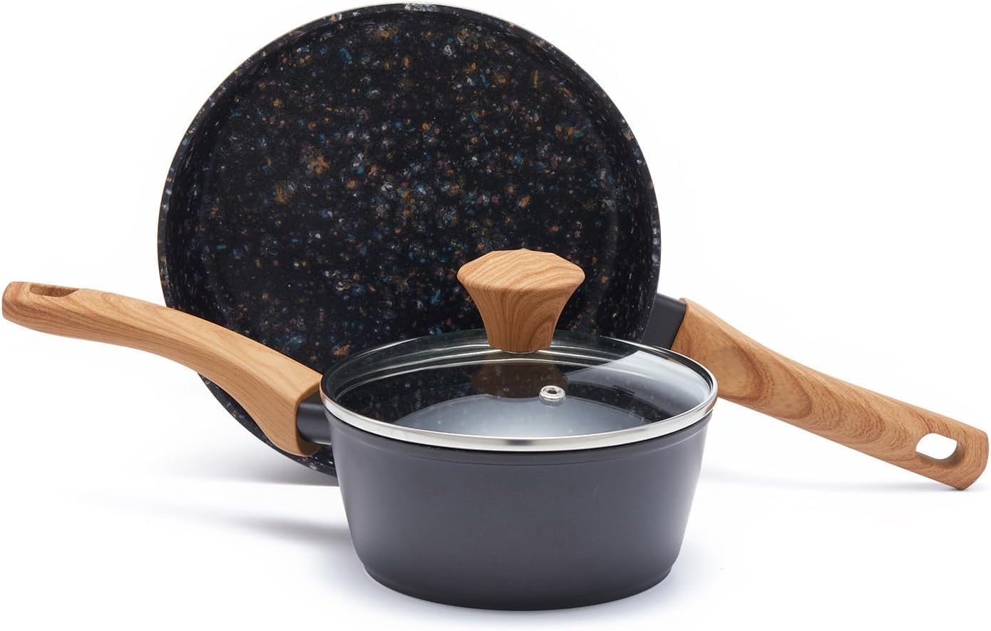 Jovire 3-Piece Nonstick Set | 9.25" Pan + 1.4/2.2QT Pots | PFAS-Free, Green