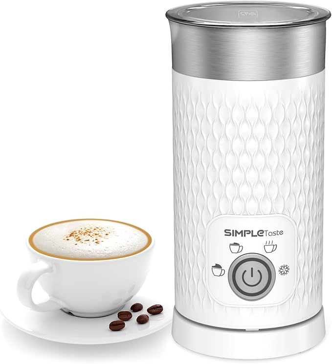 SIMPLETASTE Milk Frother, 4 in 1 Electric Milk Steamer, 16.91oz/500ml Automatic Warm and Cold Foam Frother for Coffee, Latte, Macchiato, Cappuccino, Hot Chocolate, Easy to Clean
