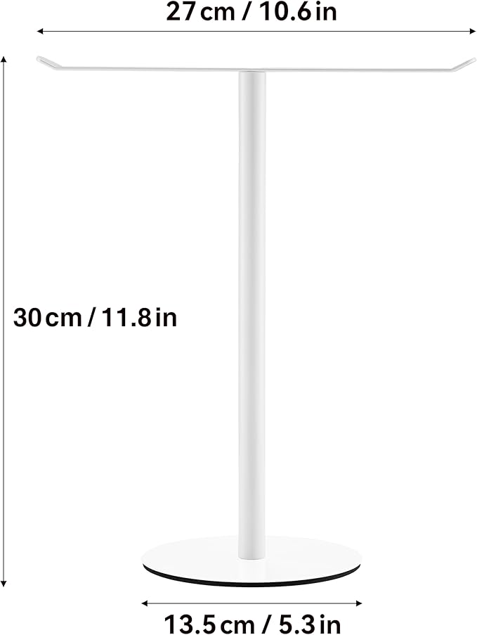White Hand Towel Holder Stand – Countertop T-Shaped Stainless Steel Towel Rack with Non-Slip Base for Vanity and Kitchen