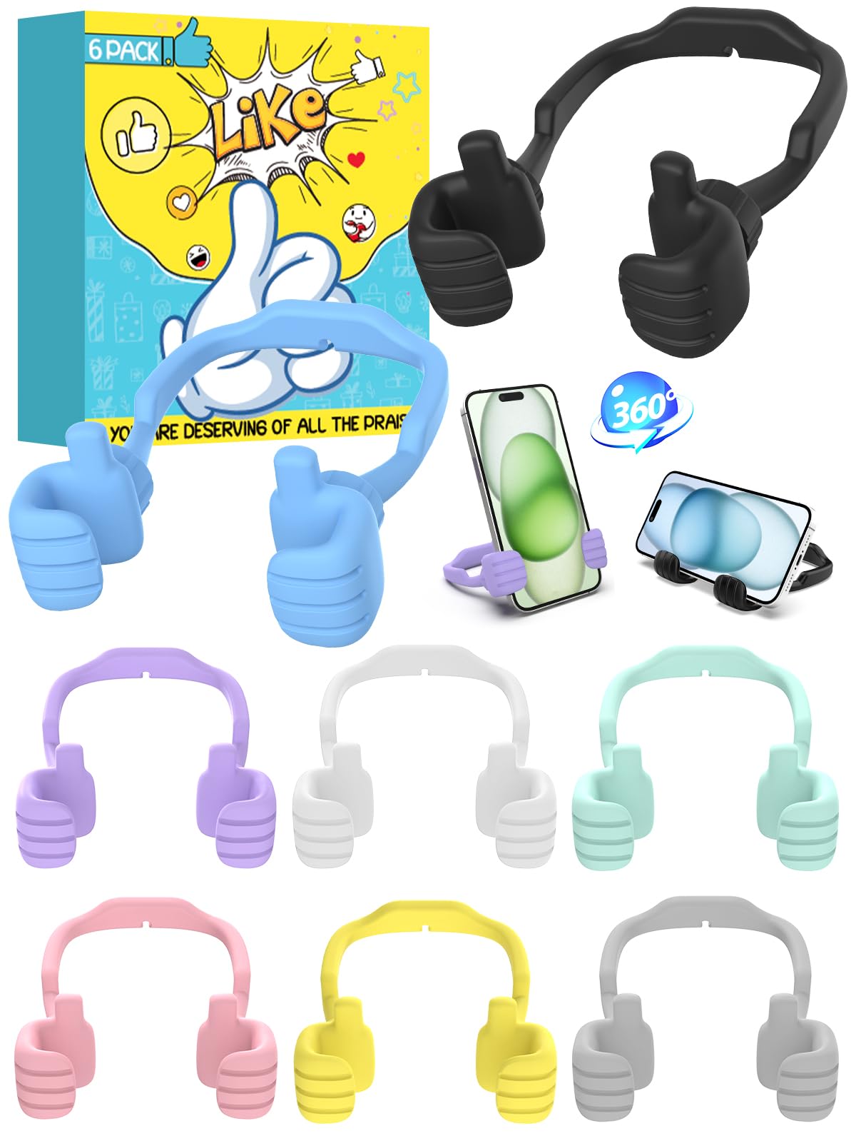 4 Pack Thumbs Up Lazy Phone Holder Stocking Stuffers for Teen Boys Girls