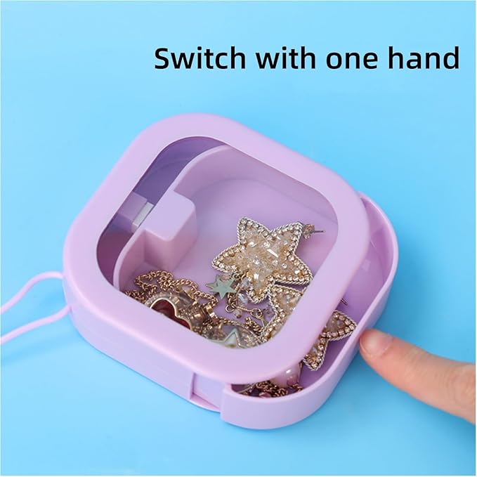 2pcs Hair Tie Organizer,Portable Travel Qtip Holder,Bathroom Storage Organizer Qtip Dispenser Cotton Swabs Dispenser Kids Hair Accessory Box with Lid for Bathroom,Desktop Organizer(2PCS,Blue)