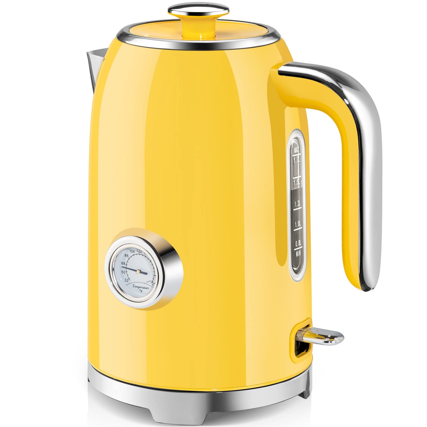 SUSTEAS 57oz Electric Kettle with Thermometer, Hot Water Pot, Retro Yellow